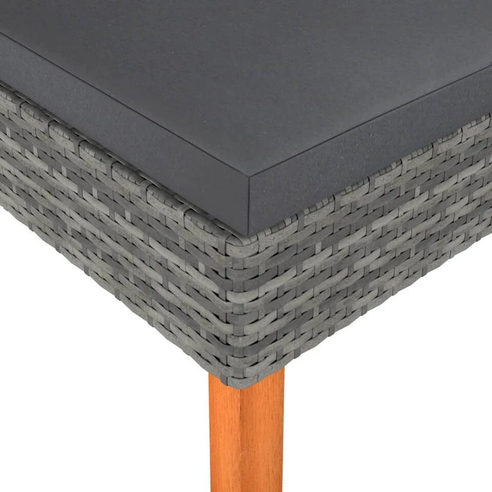 VidaXL - Voetenbankje - Grijs - Poly Rattan En Massief Eucalyptushout 5 VidaXL - Voetenbankje - Grijs - Poly Rattan En Massief Eucalyptushout - Afbeelding 3