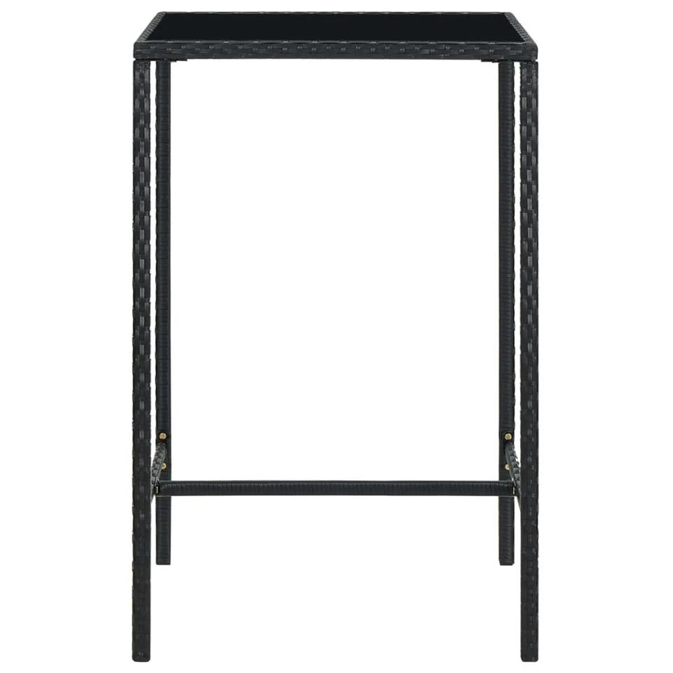 VidaXL - Tuinbartafel - Zwart - Poly Rattan En Glas - 70 X 70 X 110 Cm 4 VidaXL - Tuinbartafel - Zwart - Poly Rattan En Glas - 70 X 70 X 110 Cm - Afbeelding 2