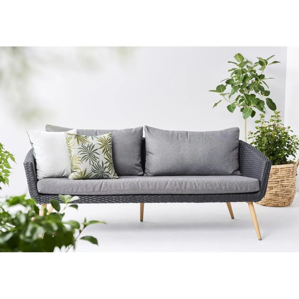 Lisomme Fien Rotan Tuinbank Zwart - Met Zitkussens 7 Lisomme Fien Rotan Tuinbank Zwart - Met Zitkussens - Afbeelding 5