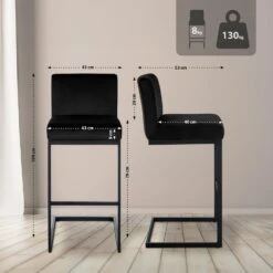 CLP Barkruk Hopewell Zwart Frame - Fluweel - Zwart -Meubelwinkel 2b702d0fe52b41b8b5854a3424ef6a77