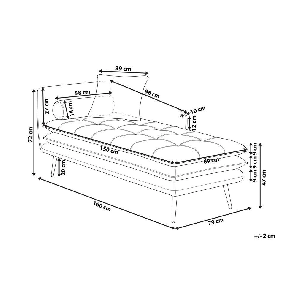GONESSE - Chaise Longue - Oranje - Fluweel 5 GONESSE - Chaise Longue - Oranje - Fluweel - Afbeelding 3