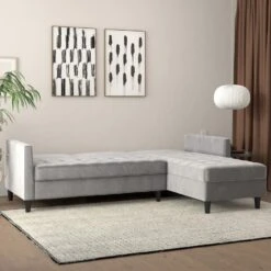 Presley - 3-zits Hoekslaapbank Met Opbergruimte In Grijs Fluweel 10 Presley - 3-zits Hoekslaapbank Met Opbergruimte In Grijs Fluweel -Meubelwinkel 2efe056c3bc14d038d1fd1a0e355c4cf