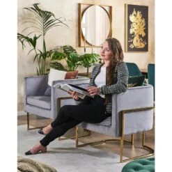 Beliani Fauteuil SIRKKA - Grijs Fluweel -Meubelwinkel 30f4df5b83334a909cd596f83d915bb8