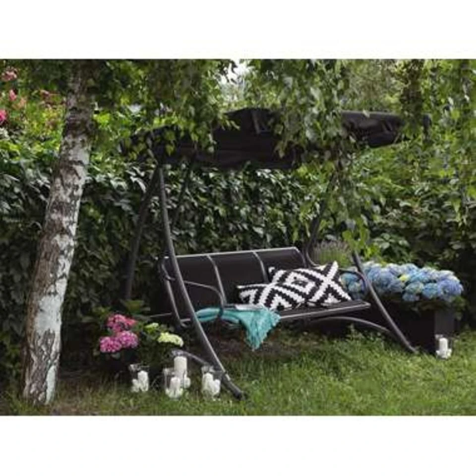 Beliani Schommelbank BOGART - Zwart Mesh 4 Beliani Schommelbank BOGART - Zwart Mesh - Afbeelding 2