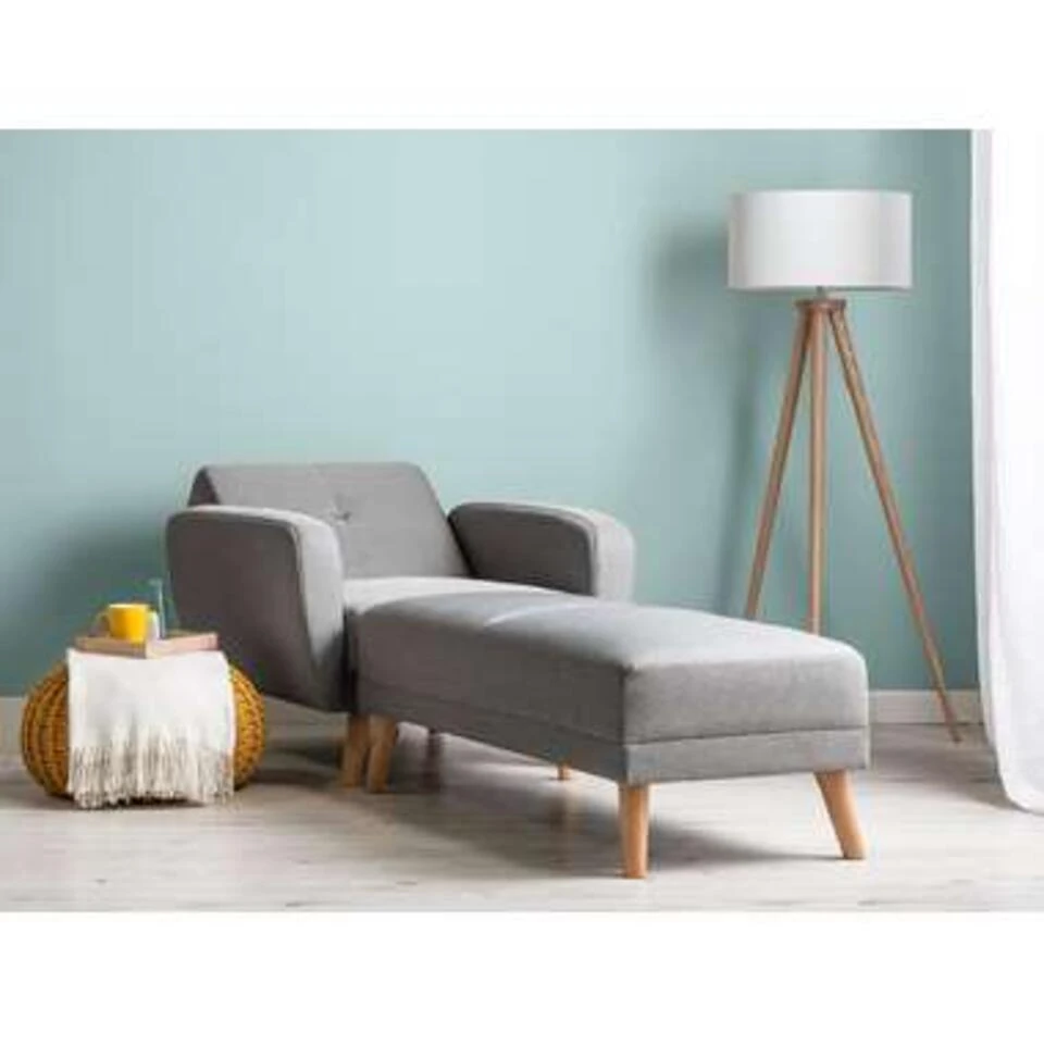 Beliani Ottomaan FLORLI - Grijs Polyester 6 Beliani Ottomaan FLORLI - Grijs Polyester - Afbeelding 4