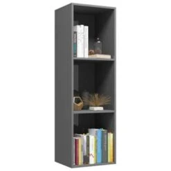VidaXL Boekenkast/tv-meubel 36x30x114 Cm Bewerkt Hout Hoogglans Grijs -Meubelwinkel 339469bf24e847abb34a004945b51e40