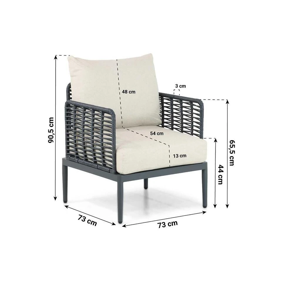 Stoel En Bank Loungeset 5 Personen Aluminium/wicker Grijs Coco Ibiza 8 Stoel En Bank Loungeset 5 Personen Aluminium/wicker Grijs Coco Ibiza - Afbeelding 6
