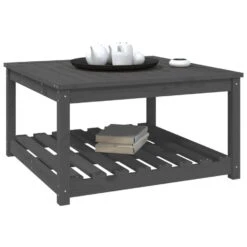 VidaXL - Tuintafel Met Opbergruimte - Grijs - Grenenhout - 82,5x82,5x45 Cm -Meubelwinkel 33f862cf78b74eaeb51cc6cb3e5592f7