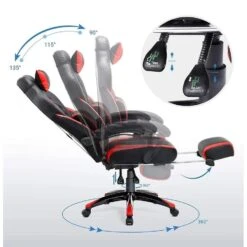 Luxe Gamestoel - Met Hoofdkussen - Kunstleer - Zwart & Rood -Meubelwinkel 362bcc69b73742d0a8a6fc40845d593d