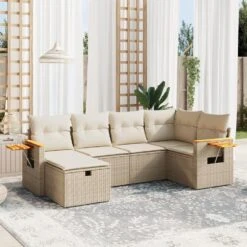 VidaXL - Loungeset - Beige And Crèmewit - Poly Rattan - 6 Stuks - Met Kussens -Meubelwinkel 384bd28eca0147168f1d5641da3a1326