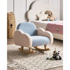 SKARE - Schommelstoel Voor Kinderen - Lichtblauw - Bouclé -Meubelwinkel 38bcd1e9d40f43d9aec71938fbb5cd41