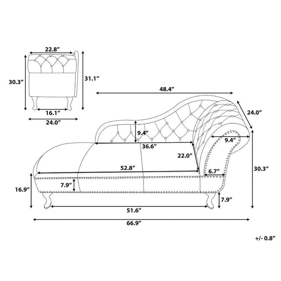 NIMES - Chaise Longue - Bruin - Rechterzijde - Fluweel 16 NIMES - Chaise Longue - Bruin - Rechterzijde - Fluweel - Afbeelding 14