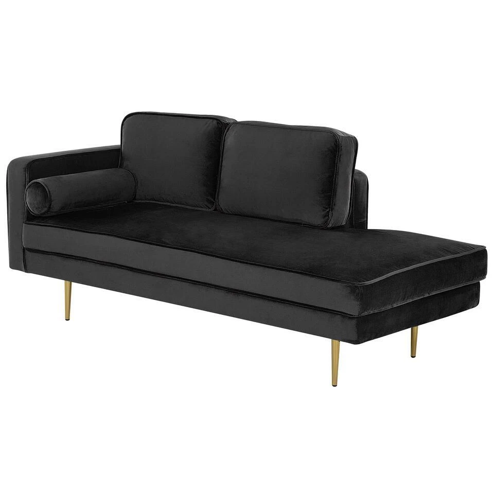 MIRAMAS - Chaise Longue - Zwart - Linkerzijde - Fluweel 6 MIRAMAS - Chaise Longue - Zwart - Linkerzijde - Fluweel - Afbeelding 4