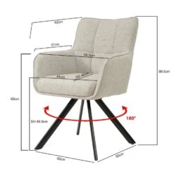 Livingfurn - Eetkamerstoel Tori Sand - Zwart - Set Van 2 -Meubelwinkel 406a3631059247029ccbbee6be866c7c