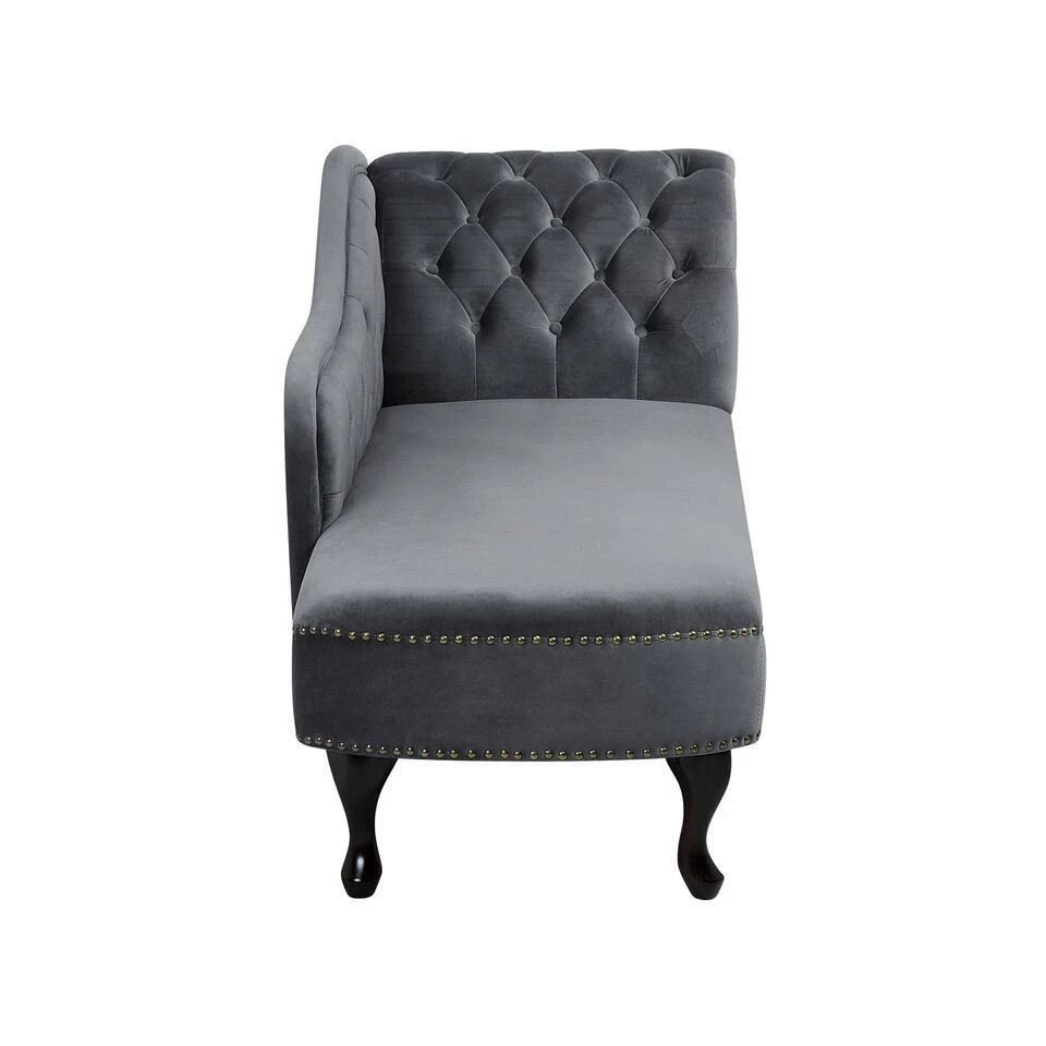 NIMES - Chaise Longue - Grijs - Rechterzijde - Fluweel 7 NIMES - Chaise Longue - Grijs - Rechterzijde - Fluweel - Afbeelding 5