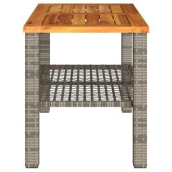 VidaXL - Salontafel Met Opbergruimte - Grijs - Poly Rattan En Hout - 70x38x42 Cm -Meubelwinkel 463ecb2c037a4599b3278aafbfa0762d