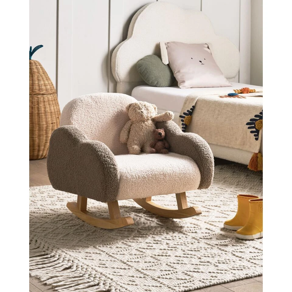 SKARE - Schommelstoel Voor Kinderen - Beige - Bouclé 4 SKARE - Schommelstoel Voor Kinderen - Beige - Bouclé - Afbeelding 2