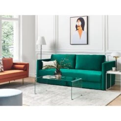 Beliani Driezitsbank - EKSJO Groen Fluweel -Meubelwinkel 4c8f081898794011b94ab58c137c911d