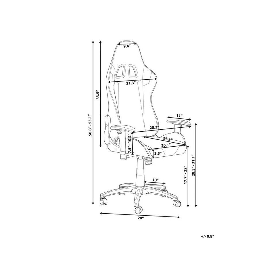 Beliani Bureaustoel KNIGHT - Zwart Kunstleer 4 Beliani Bureaustoel KNIGHT - Zwart Kunstleer - Afbeelding 2