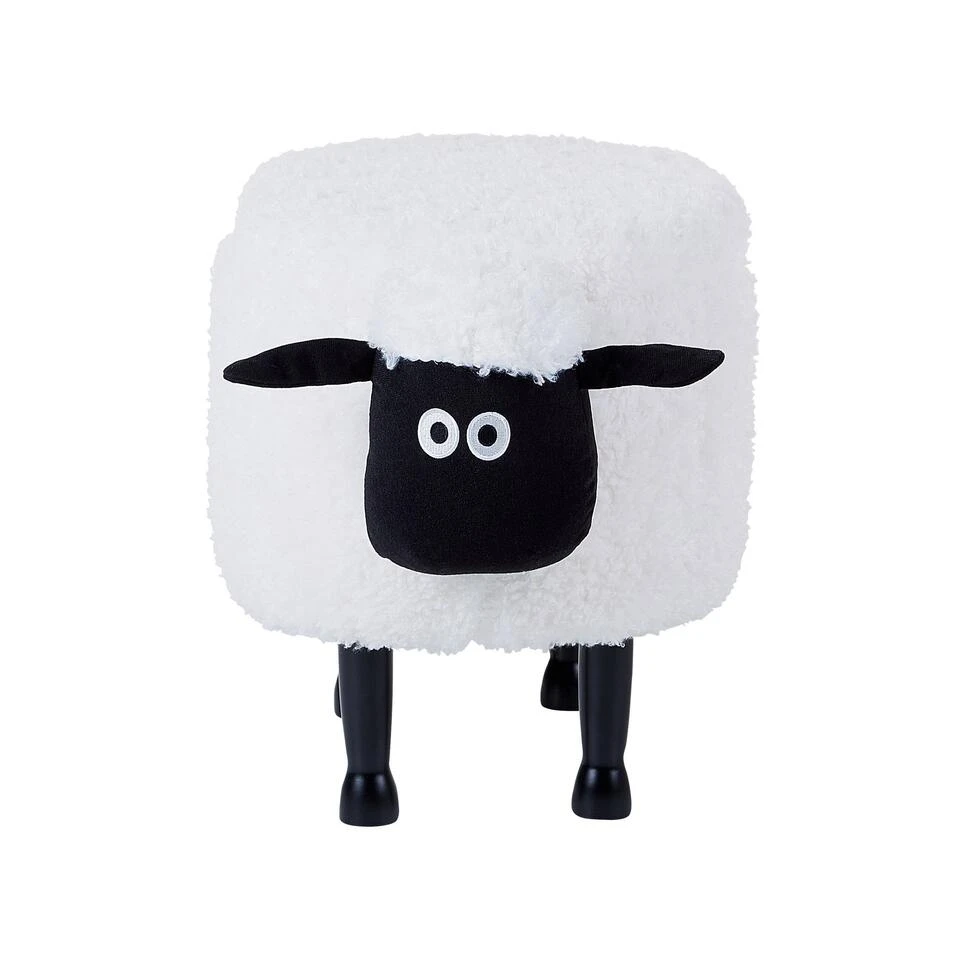 Beliani Dierenhocker SHEEP - Wit Polyester 6 Beliani Dierenhocker SHEEP - Wit Polyester - Afbeelding 4