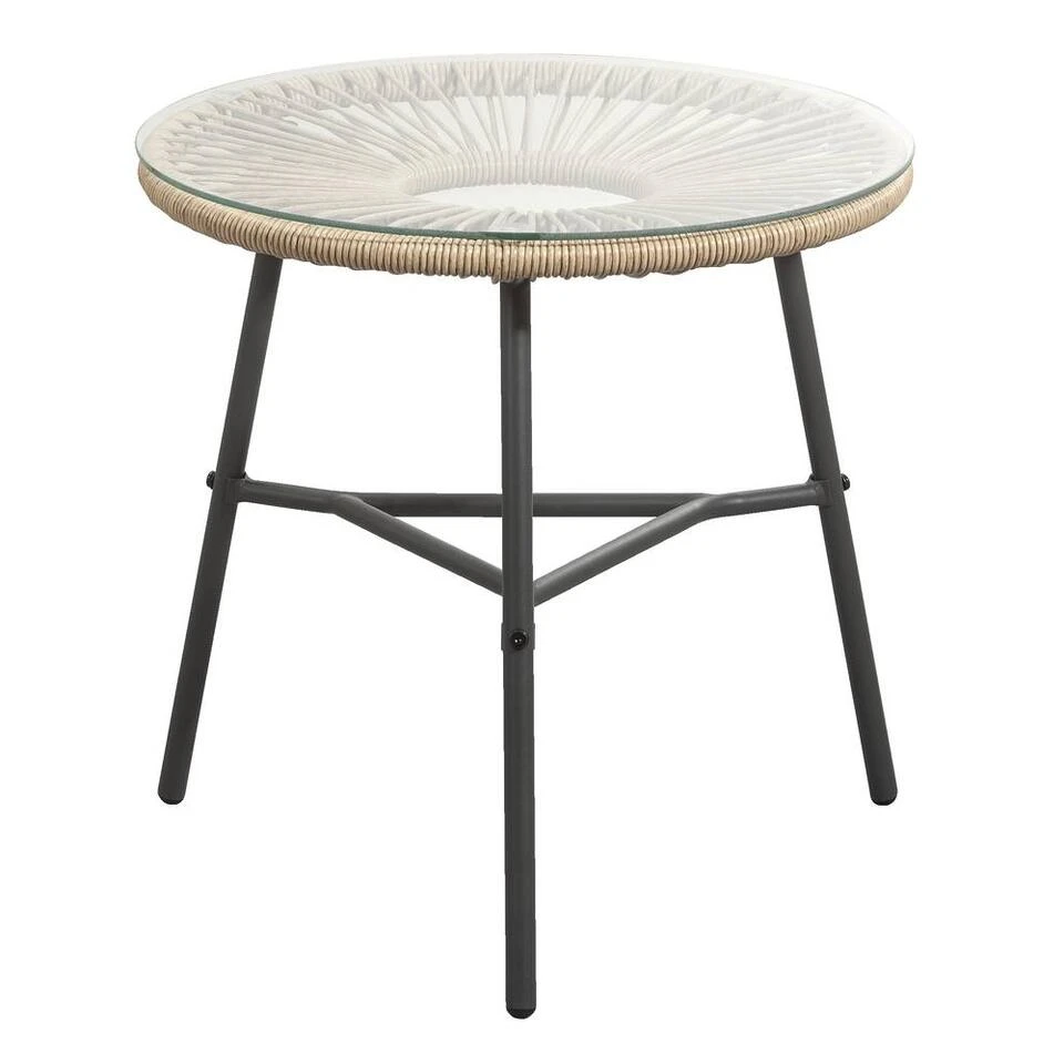 Bijzettafel Formentera - Naturel/antraciet - 50xØ50 Cm 3 Bijzettafel Formentera - Naturel/antraciet - 50xØ50 Cm