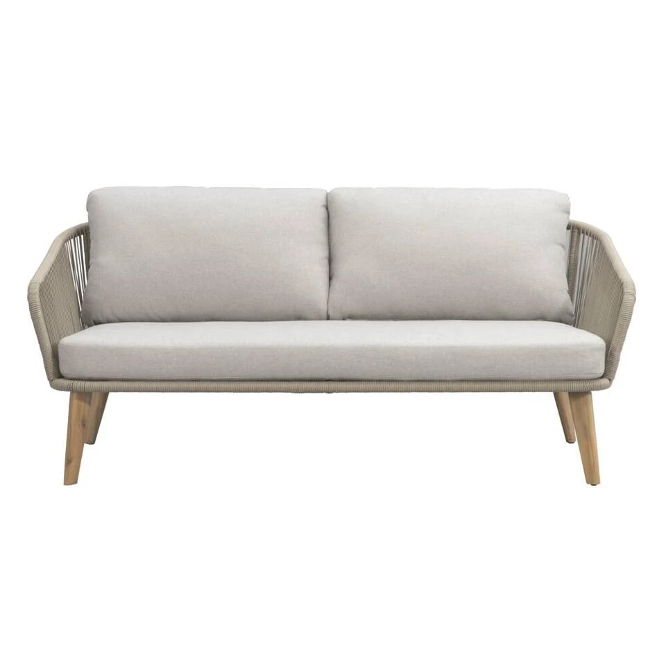 Loungebank Nant - Wicker/acacia Taupe - 87x170x67 Cm - Incl. Kussens 4 Loungebank Nant - Wicker/acacia Taupe - 87x170x67 Cm - Incl. Kussens - Afbeelding 2