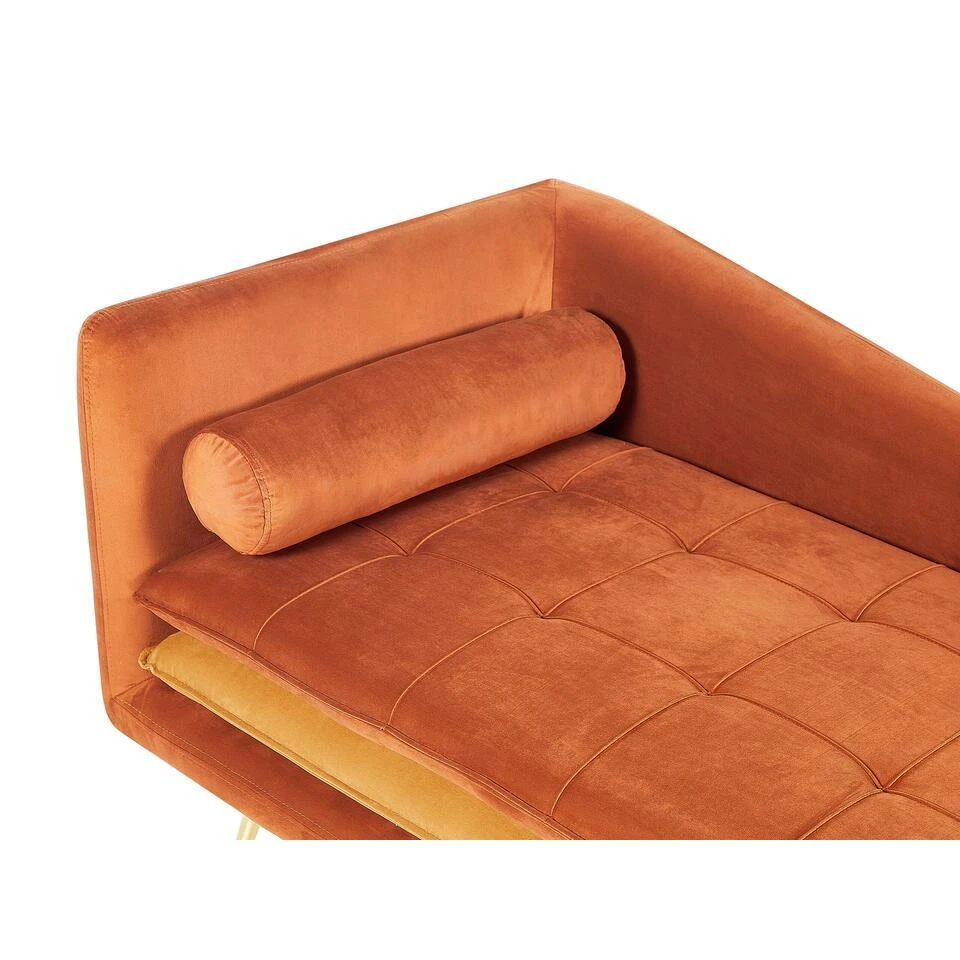 GONESSE - Chaise Longue - Oranje - Fluweel 8 GONESSE - Chaise Longue - Oranje - Fluweel - Afbeelding 6