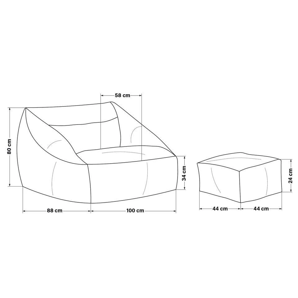 Merkloos HOME DELUXE Zitzak COSY Lichtgrijs Incl. Krukje 11 Merkloos HOME DELUXE Zitzak COSY Lichtgrijs Incl. Krukje - Afbeelding 9