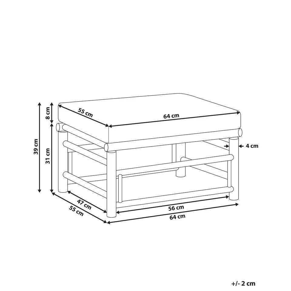CERRETO - Ottomaan - Taupe - Bamboe 5 CERRETO - Ottomaan - Taupe - Bamboe - Afbeelding 3