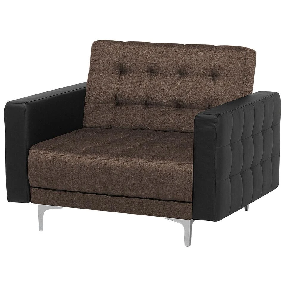 Beliani Fauteuil ABERDEEN - Bruin Polyester 6 Beliani Fauteuil ABERDEEN - Bruin Polyester - Afbeelding 4