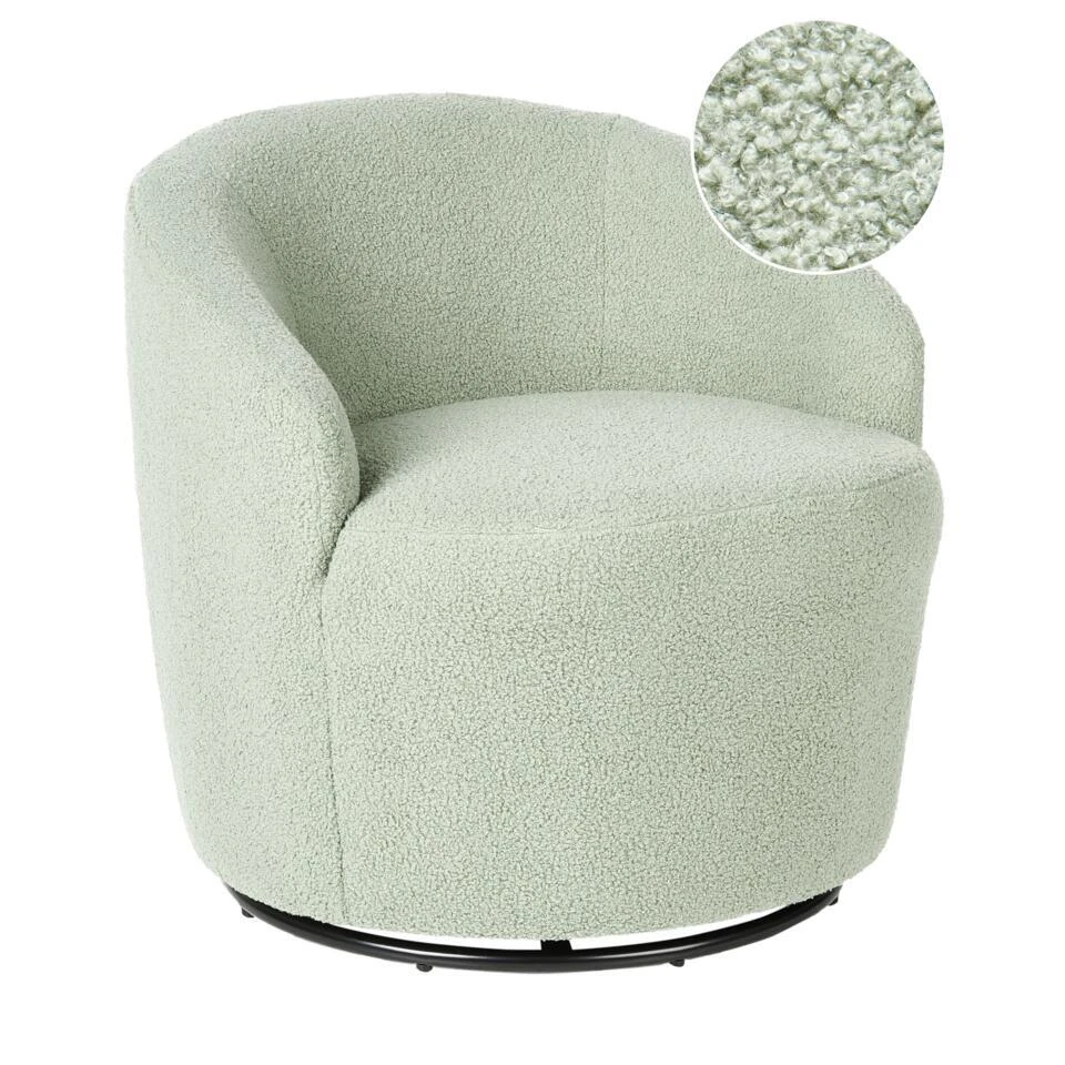 DAVIK - Fauteuil - Lichtgroen - Bouclé 5 DAVIK - Fauteuil - Lichtgroen - Bouclé - Afbeelding 3
