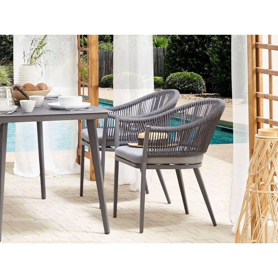 Beliani Tuinstoel MILETO - Grijs Aluminium 4 Beliani Tuinstoel MILETO - Grijs Aluminium - Afbeelding 2