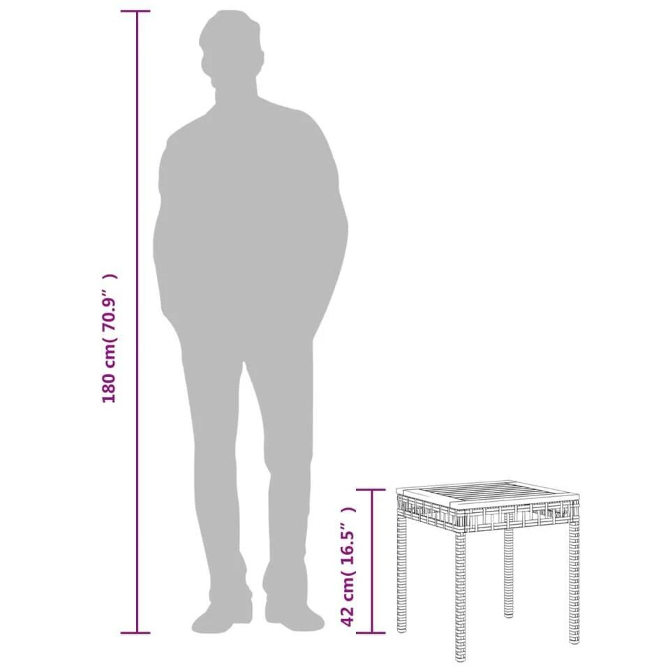 VidaXL - Loungetafel - Weerbestendig - Zwart - Poly Rattan En Hout - 38x38x42cm 11 VidaXL - Loungetafel - Weerbestendig - Zwart - Poly Rattan En Hout - 38x38x42cm - Afbeelding 9