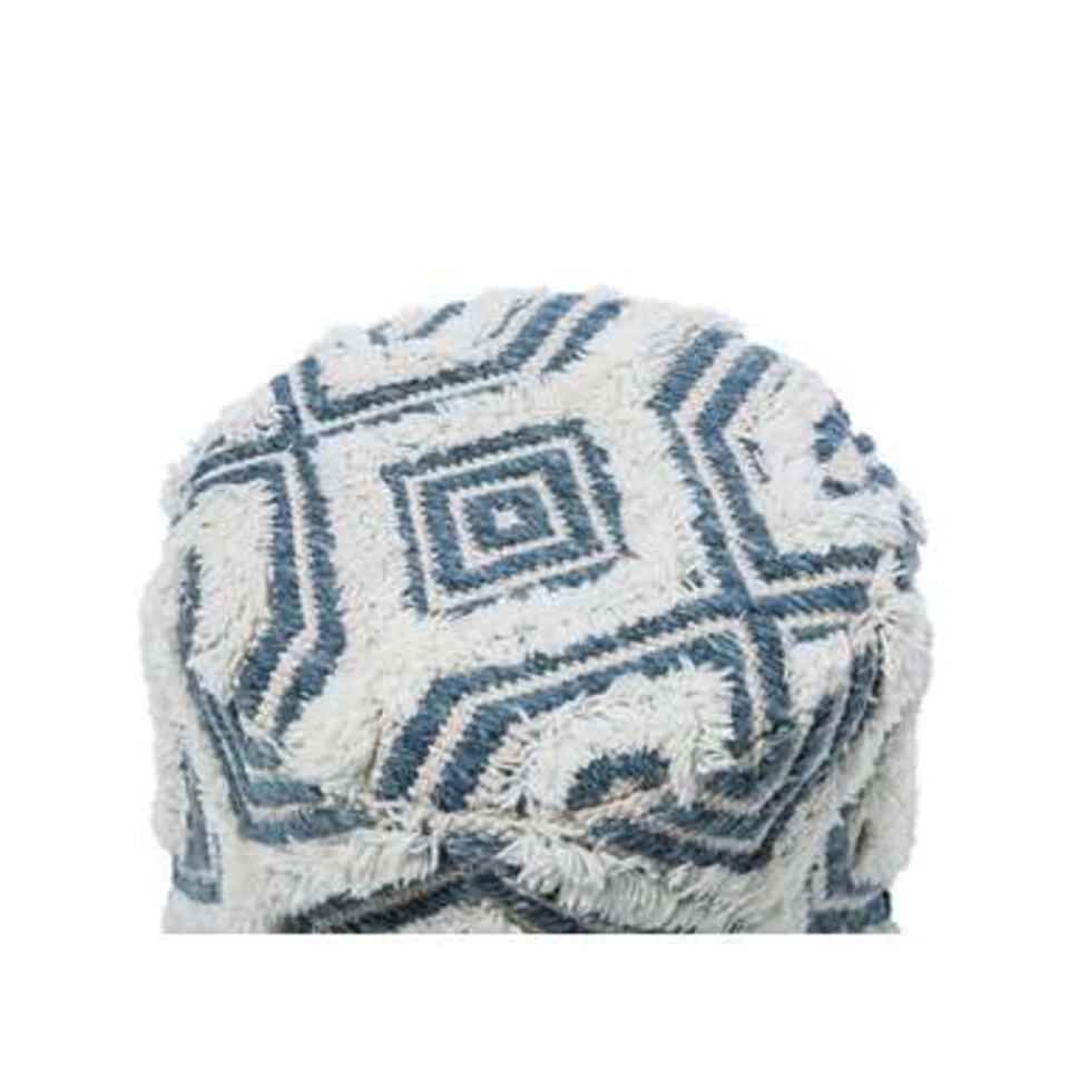 Beliani Hocker AGRA - Wit Wol, Katoen 6 Beliani Hocker AGRA - Wit Wol, Katoen - Afbeelding 4