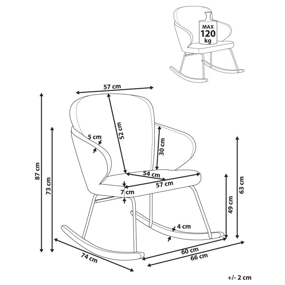 VIKEN - Schommelstoel - Taupe - Polyester 6 VIKEN - Schommelstoel - Taupe - Polyester - Afbeelding 4