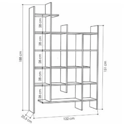 CALICOSY - Rek MANCO - Eik - 188x122x25,5 Cm -Meubelwinkel 62273b23dd924a1cbabe3dc5e5d770ba