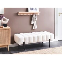 CAREY - Bankje - Gebroken Wit - Polyester -Meubelwinkel 64fe8cb6c85e4ec2a035f3a8fb2c2db3