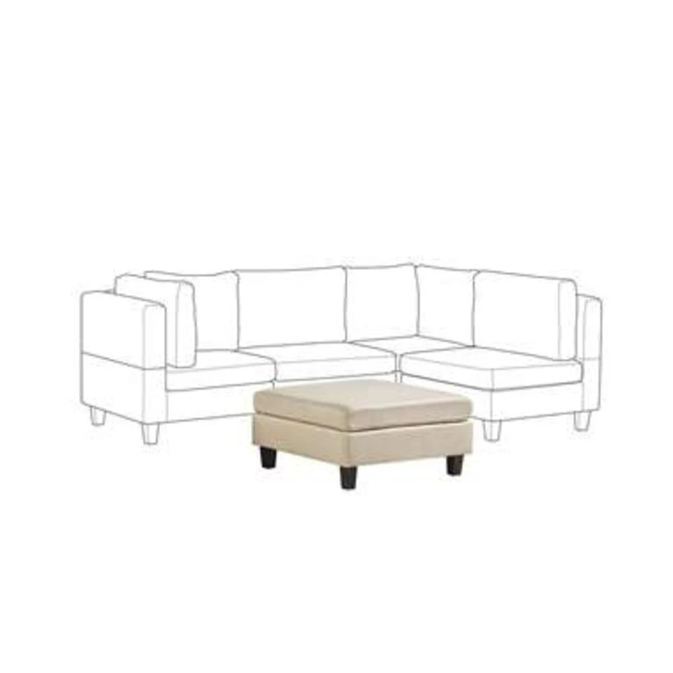 Beliani Ottomaan FEVIK - Beige Polyester 5 Beliani Ottomaan FEVIK - Beige Polyester - Afbeelding 3