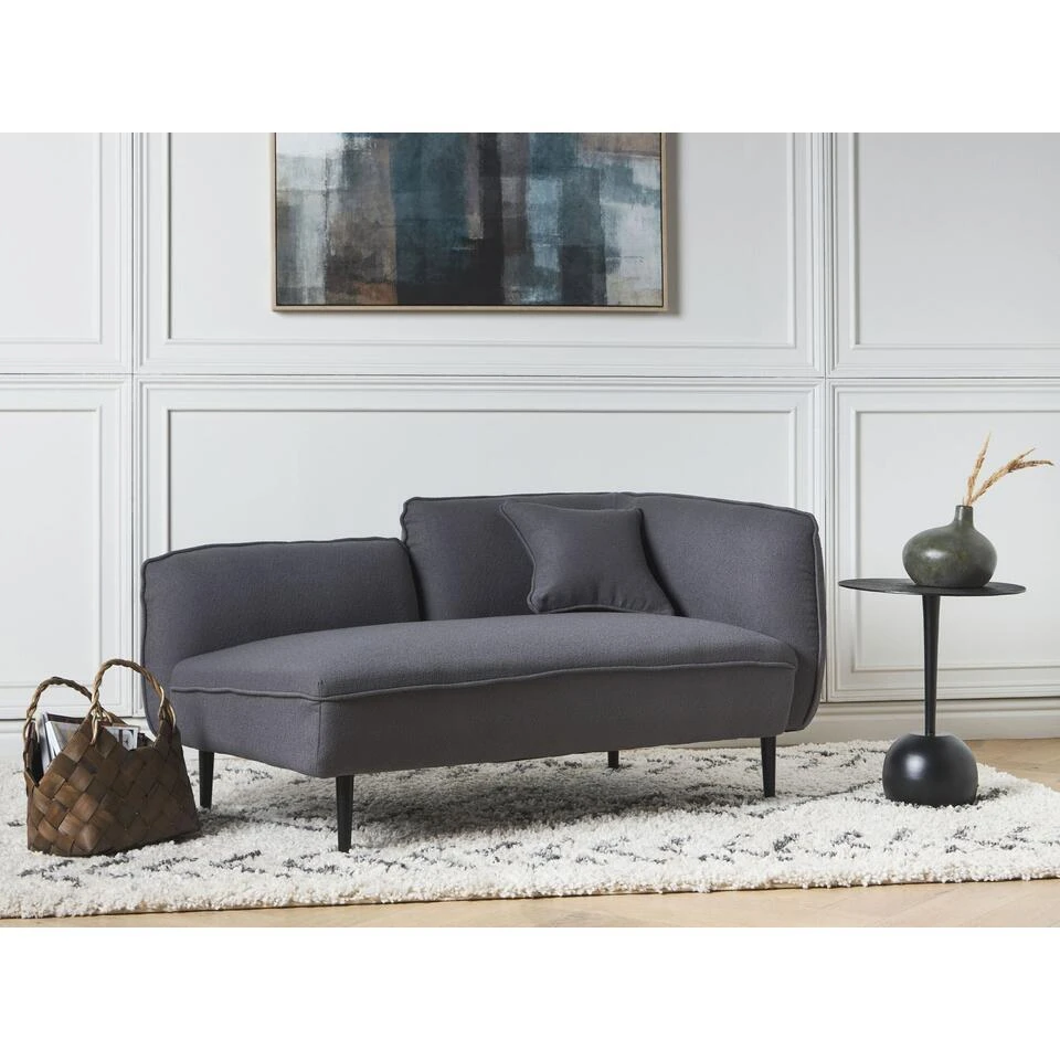 CHEVANNES - Chaise Longue - Donkergrijs - Bouclé 4 CHEVANNES - Chaise Longue - Donkergrijs - Bouclé - Afbeelding 2