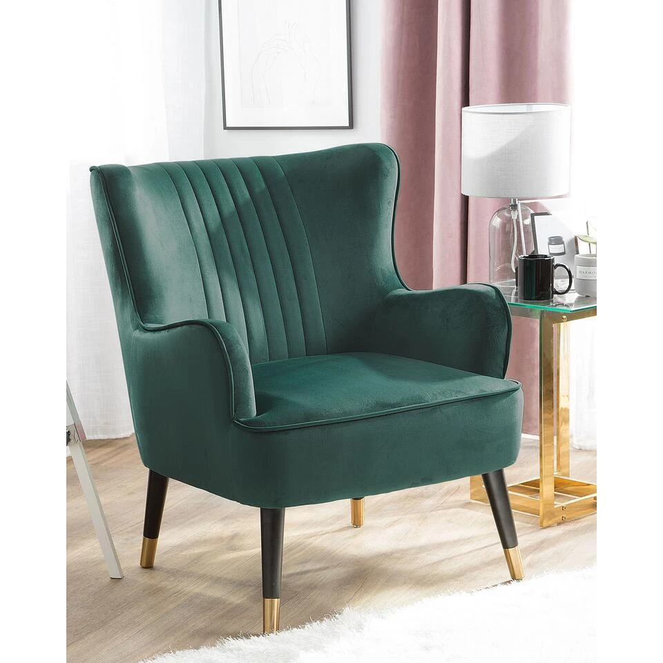 VARBERG - Fauteuil - Groen - Fluweel 4 VARBERG - Fauteuil - Groen - Fluweel - Afbeelding 2