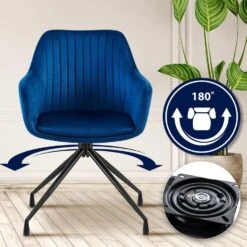 CLP Eetkamerstoel Welby Zwart Frame - Fluweel - Donkerblauw -Meubelwinkel 691c047393764fe9bd8870df18c9852e