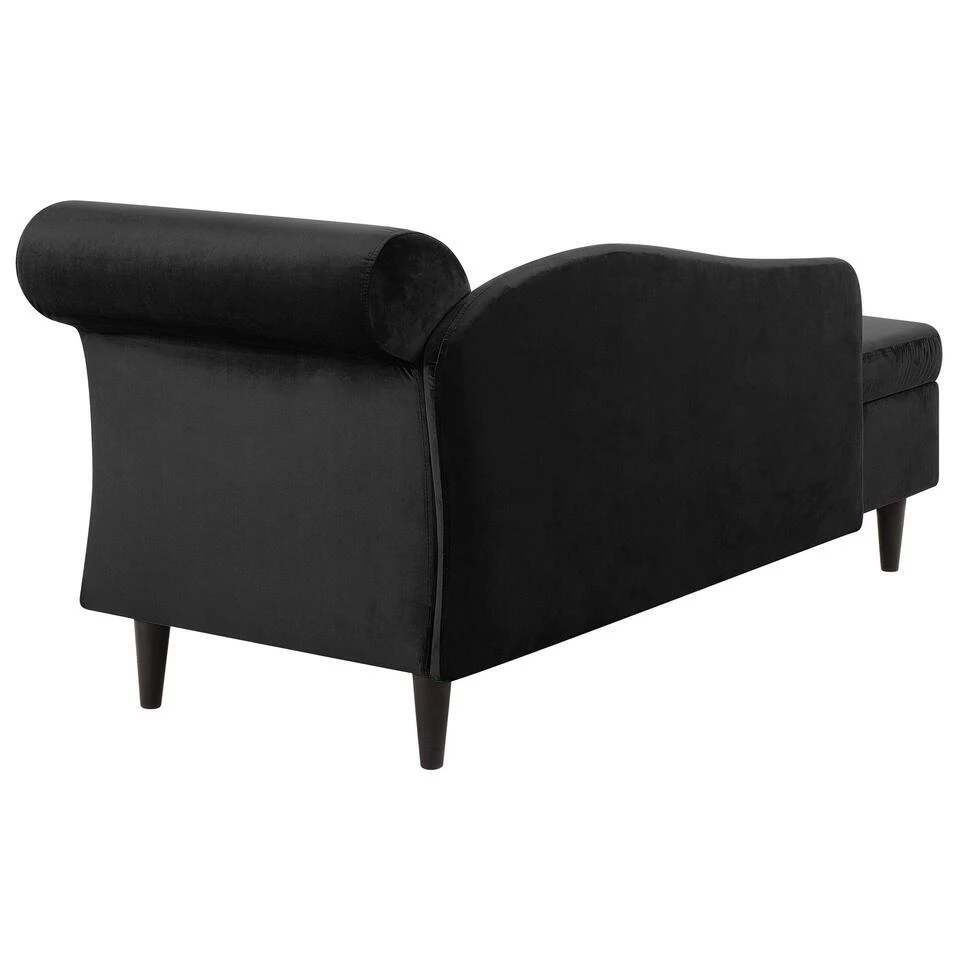 LUIRO - Chaise Longue - Zwart - Rechterzijde - Fluweel 8 LUIRO - Chaise Longue - Zwart - Rechterzijde - Fluweel - Afbeelding 6