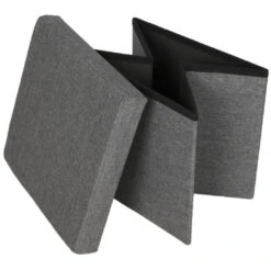 Merkloos Urban Living Poef/hocker/opbergbox - Donkergrijs - Mdf - 37 X 37 Cm -Meubelwinkel 6efc8d0d2d83411496aeda7fac8865af