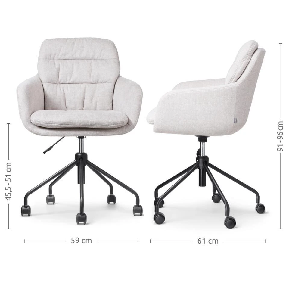 Nolon Nout-Mia Bureaustoel Beige - Met Armleuning - Zwart 6 Nolon Nout-Mia Bureaustoel Beige - Met Armleuning - Zwart - Afbeelding 4