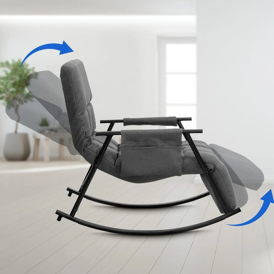 CLP Schommelstoel Cathy Stof - Donkergrijs 6 CLP Schommelstoel Cathy Stof - Donkergrijs - Afbeelding 4