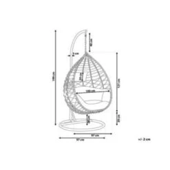 ARSITA - Hangstoel - Grijs - 100 Cm - PE Rotan -Meubelwinkel 71502186d9f3424f8bbb8b728a247952