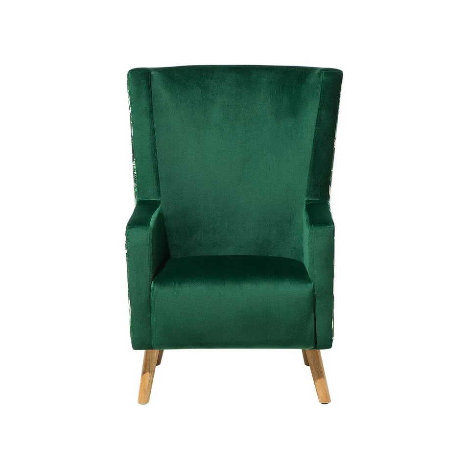 Beliani Oorfauteuil ONEIDA - Groen Fluweel 6 Beliani Oorfauteuil ONEIDA - Groen Fluweel - Afbeelding 4