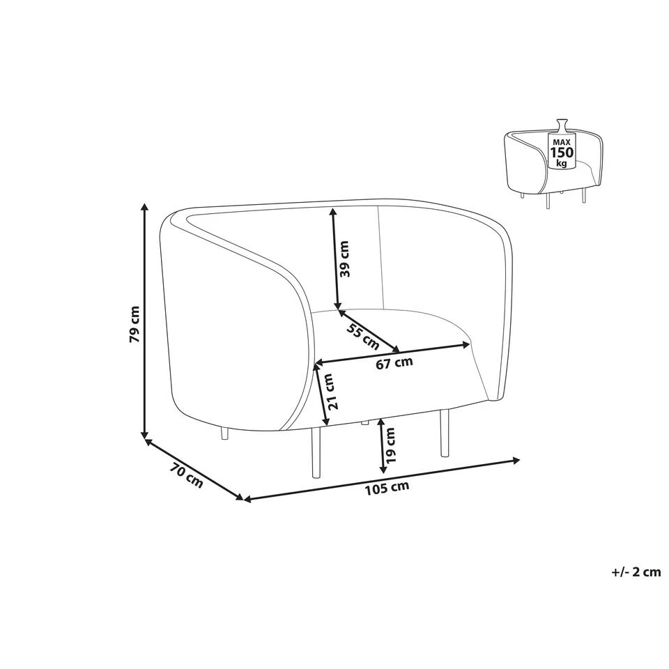 Beliani Fauteuil LOEN - Beige Polyester 4 Beliani Fauteuil LOEN - Beige Polyester - Afbeelding 2