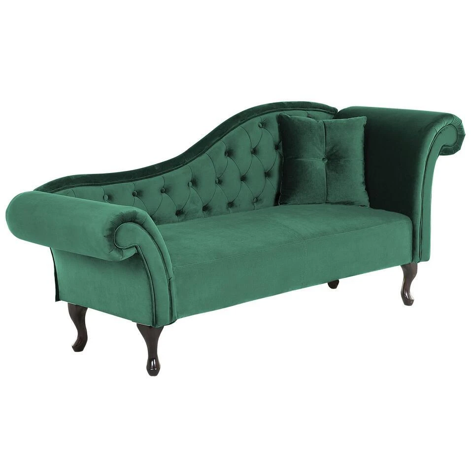 LATTES - Chaise Longue - Groen - Rechterzijde - Fluweel 6 LATTES - Chaise Longue - Groen - Rechterzijde - Fluweel - Afbeelding 4