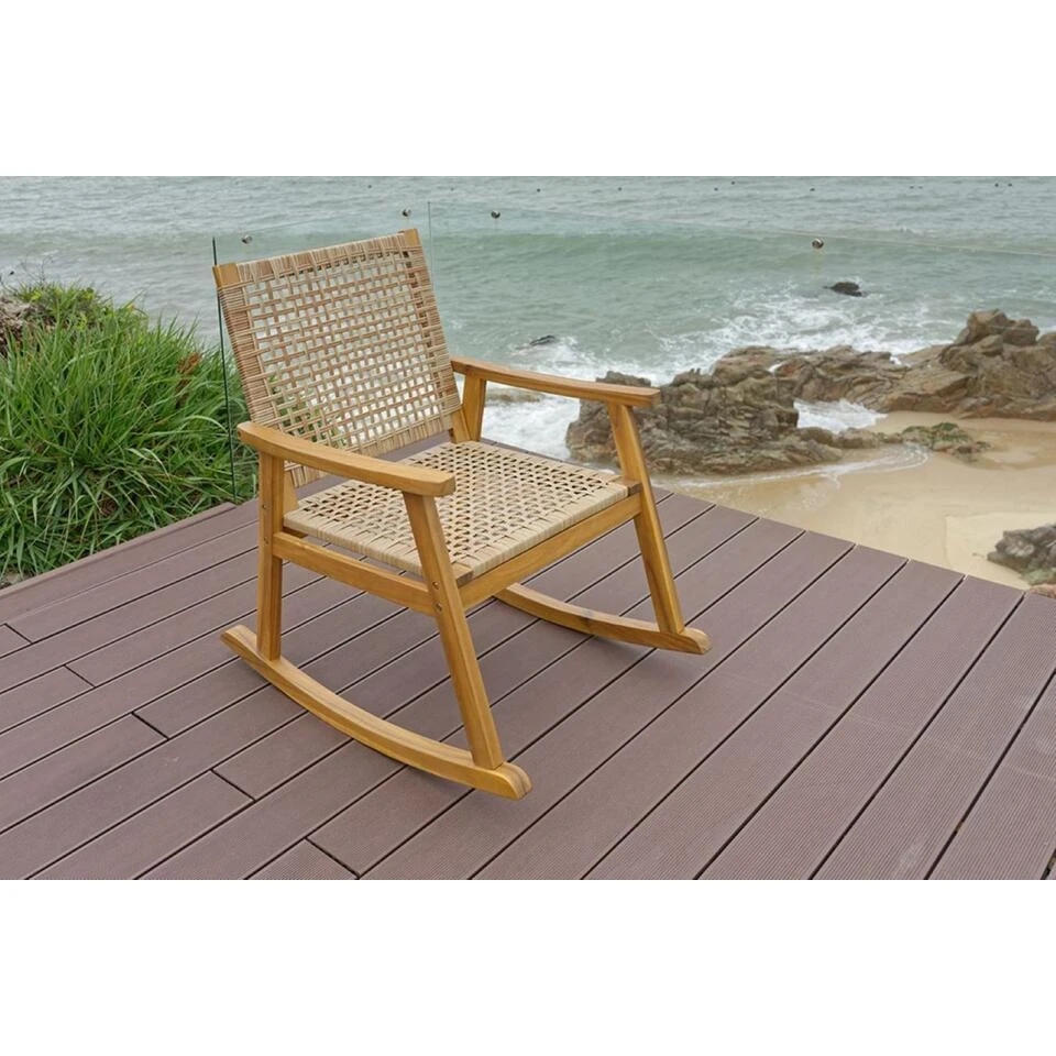 Schommelstoel Van Massief Acaciahout En Touw 8 Schommelstoel Van Massief Acaciahout En Touw - Afbeelding 6